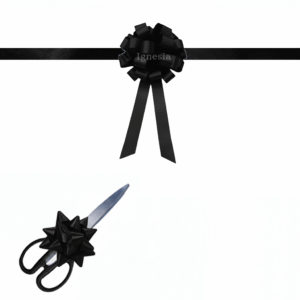 Pita Grand Opening Kantor Hitam 15cm Set Gunting Hias Satin Real Ribbon By IgnesiaBisa Custom