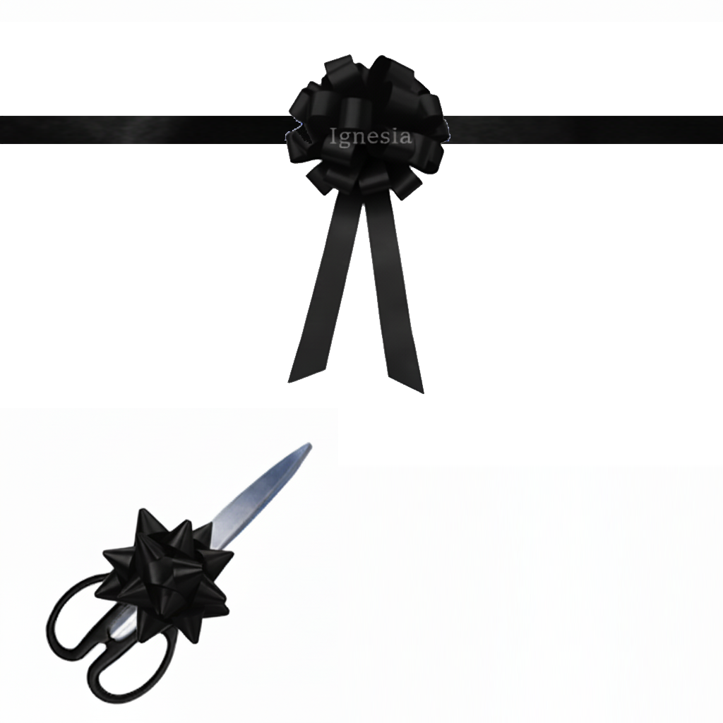 Pita Grand Opening Kantor Hitam 15cm Set Gunting Hias PP Real Ribbon By IgnesiaBisa Custom
