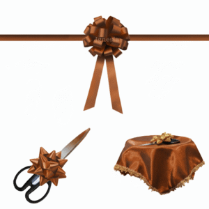 Dekorasi Grand Opening Coklat 15cm Set Gunting & Nampan Hias Satin Real Ribbon By IgnesiaBisa Custom