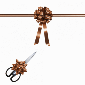 Pita Grand Opening Gedung Bronze Metalik 15cm Set Gunting Hias PP Real Ribbon By IgnesiaBisa Custom