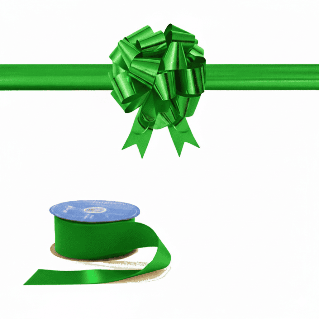 Pita Custom Grand Opening Toko Hijau Metalik 70cm Polos Satin Premium Tebal Lis Gold