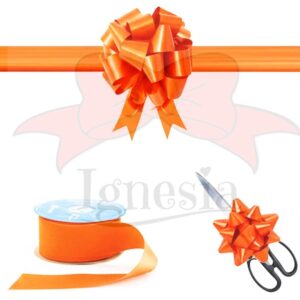 Pita Peresmian Toko Orange 15cm Set Gunting Hias PP Real Ribbon By IgnesiaBisa Custom