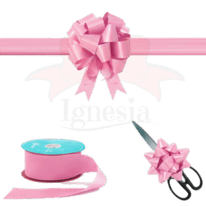 Pita Grand Opening Gedung Pink Muda 15cm Set Tali Panjang PP Real Ribbon By IgnesiaBisa Custom