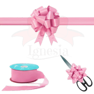 Pita Grand Opening Gedung Pink Muda 15cm Set Tali Panjang PP Real Ribbon By IgnesiaBisa Custom