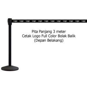 Sablon Logo Tali Tiang Antrian Queque Line Hitam Pita Warna Hitam