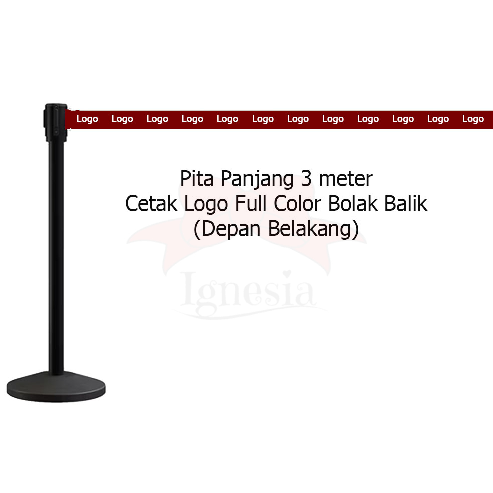 Custom Tiang Antrian Cetak Logo / Tulisan Tali Queque Line - Gambar 2