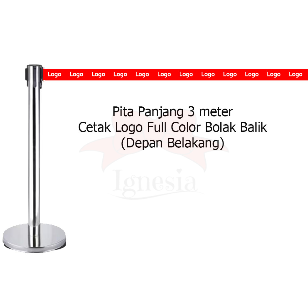 Custom Tiang Antrian Cetak Logo / Tulisan Tali Queque Line 1 Cara Custom Tiang Antrian Cetak Logo / Tulisan Tali Queque Line