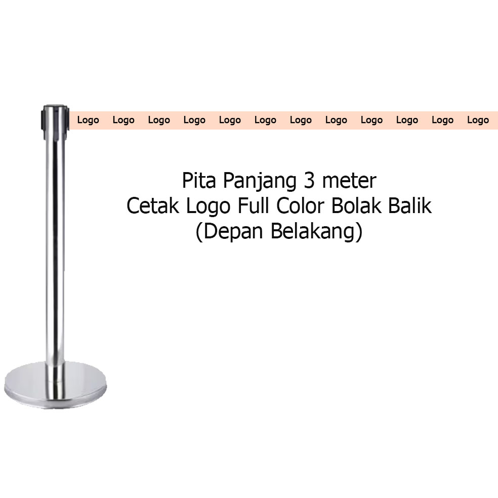 Custom Tiang Antrian Cetak Logo / Tulisan Tali Queque Line - Gambar 7