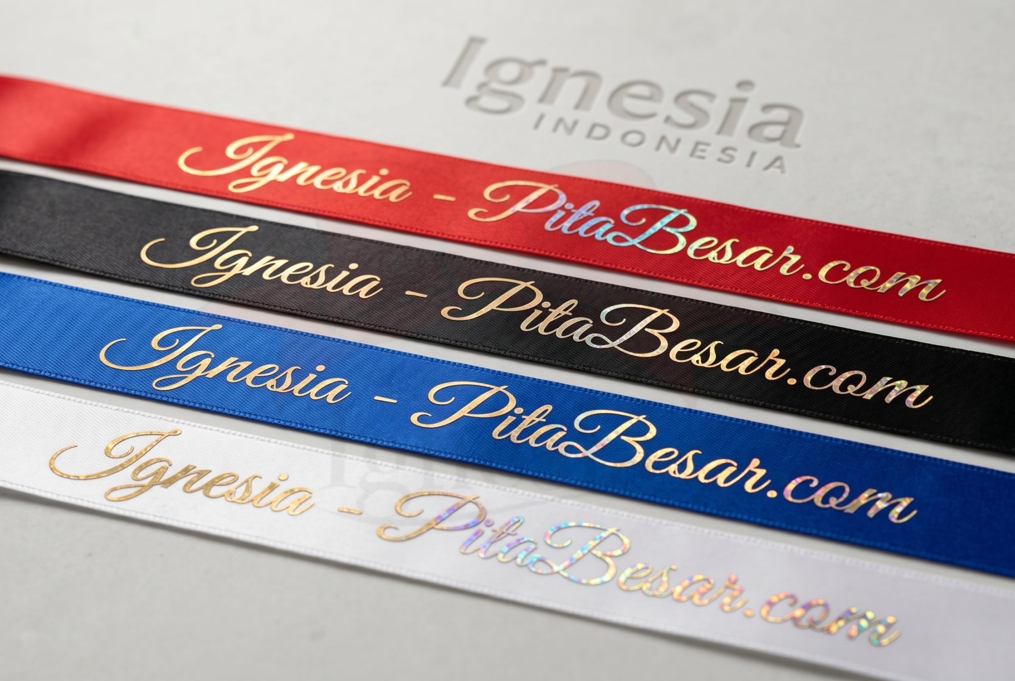 Pita Peresmian Cetak Sablon Tulisan Logo Nama PT Toko Gold Metalik
