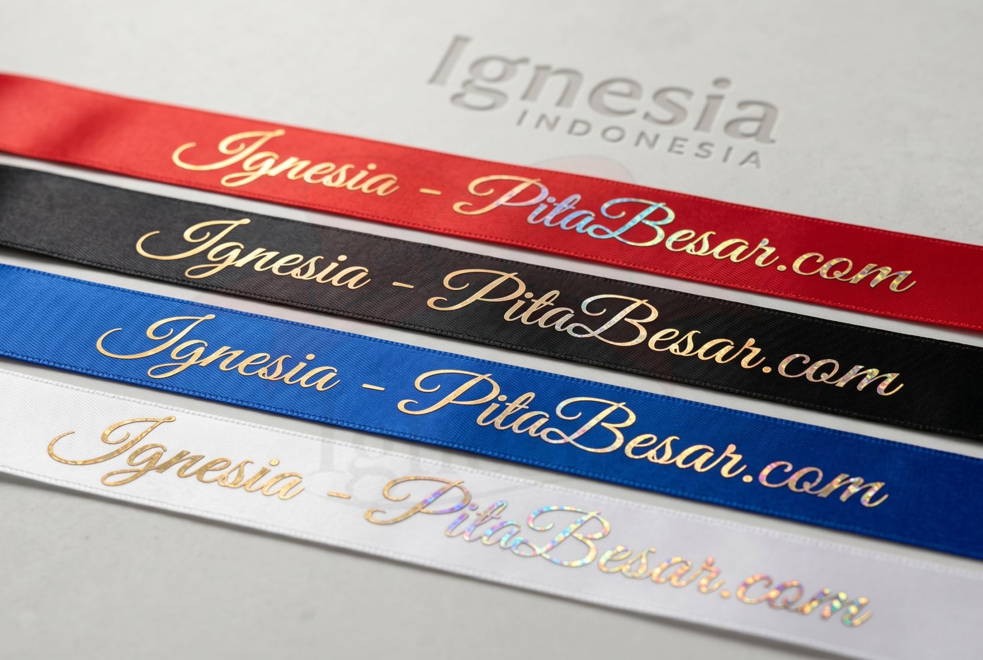 Pita Peresmian Cetak Sablon Tulisan Logo Nama PT Toko Gold Metalik
