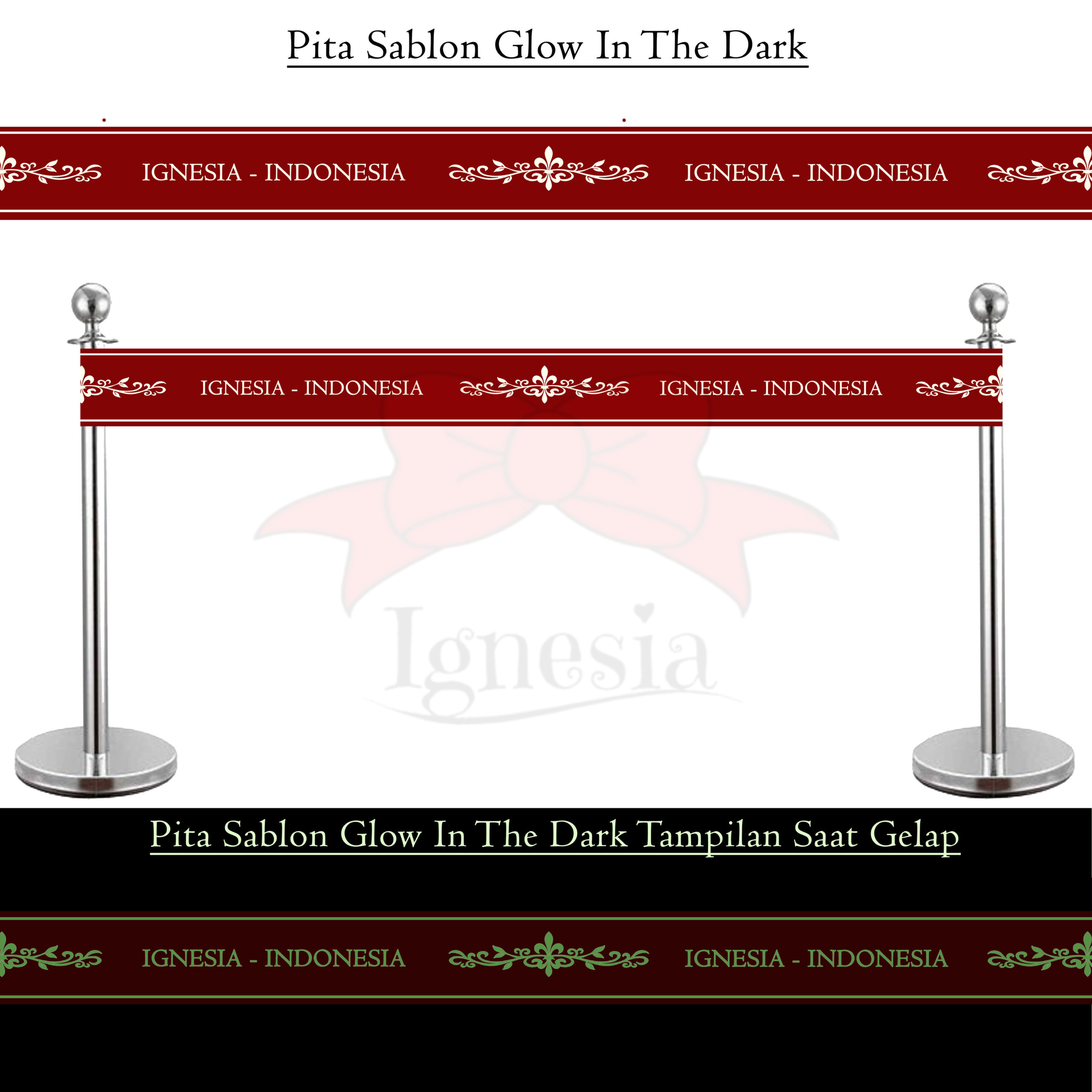 Pita Peresmian Grand Opening Glow In The Dark - Custom Logo & Tulisan Eksklusif