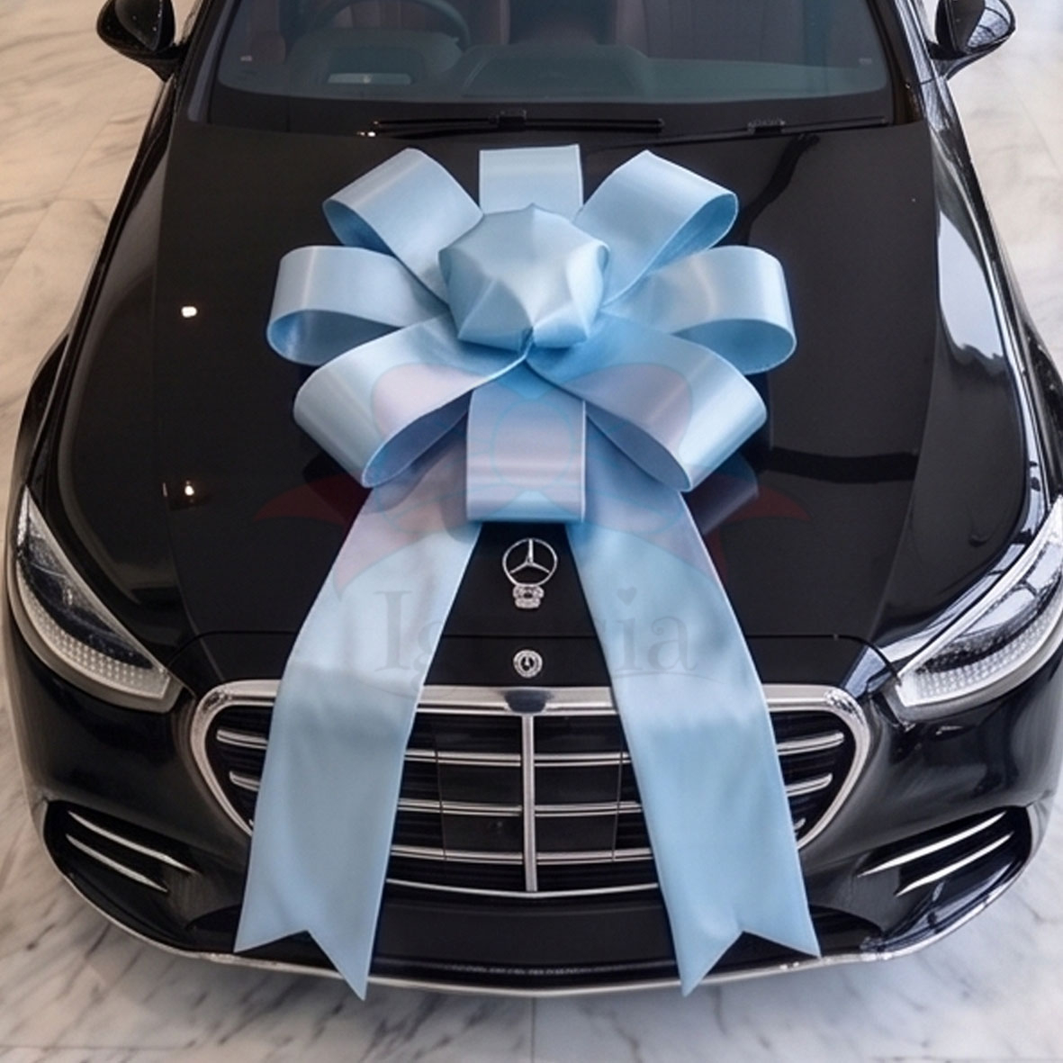 Pita Mobil Baru Warna Biru Bahan Kain Satin - Gambar 2