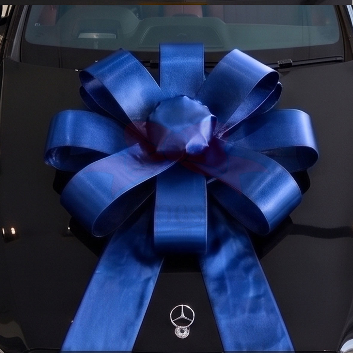 Pita Mobil Baru Warna Biru Dongker / Navy Bahan Kain Satin