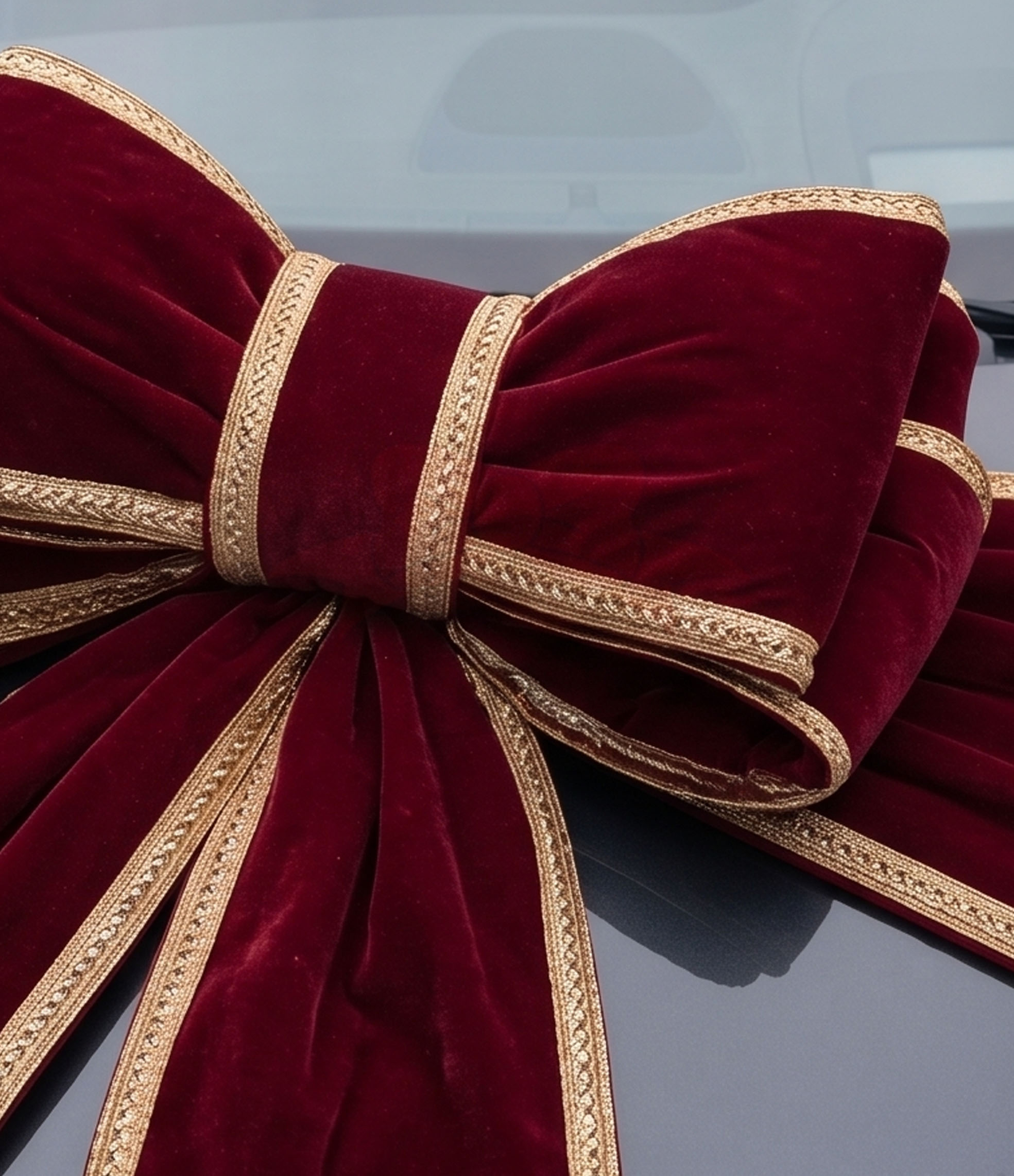 Pita Besar Dekorasi Mobil Baru Premium Mewah Bahan Bludru Lis Gold