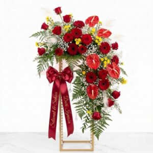 Standing Flower Kaki Kotak Premium Kristal Menjuntai
