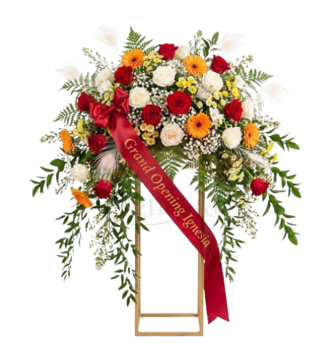 Standing Flower Premium Fresh Flower Kaki Kotak Kotak Untuk Peresmian